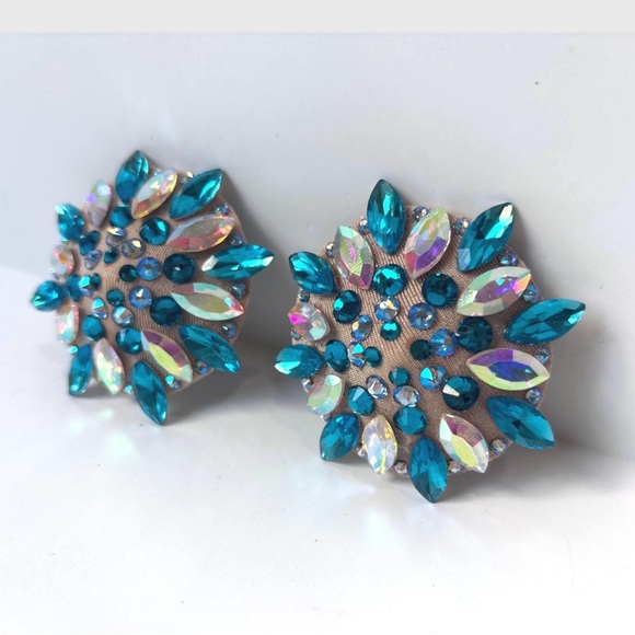 Elegant Blue and AB Rhinestone Pasties - Picture 1 of 3